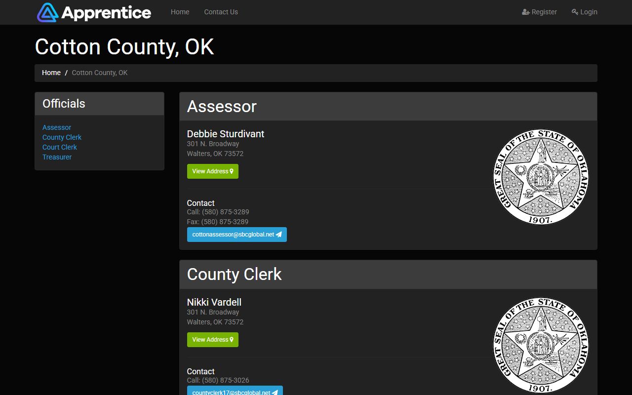 Cotton County inmate records county services courthouse contact page